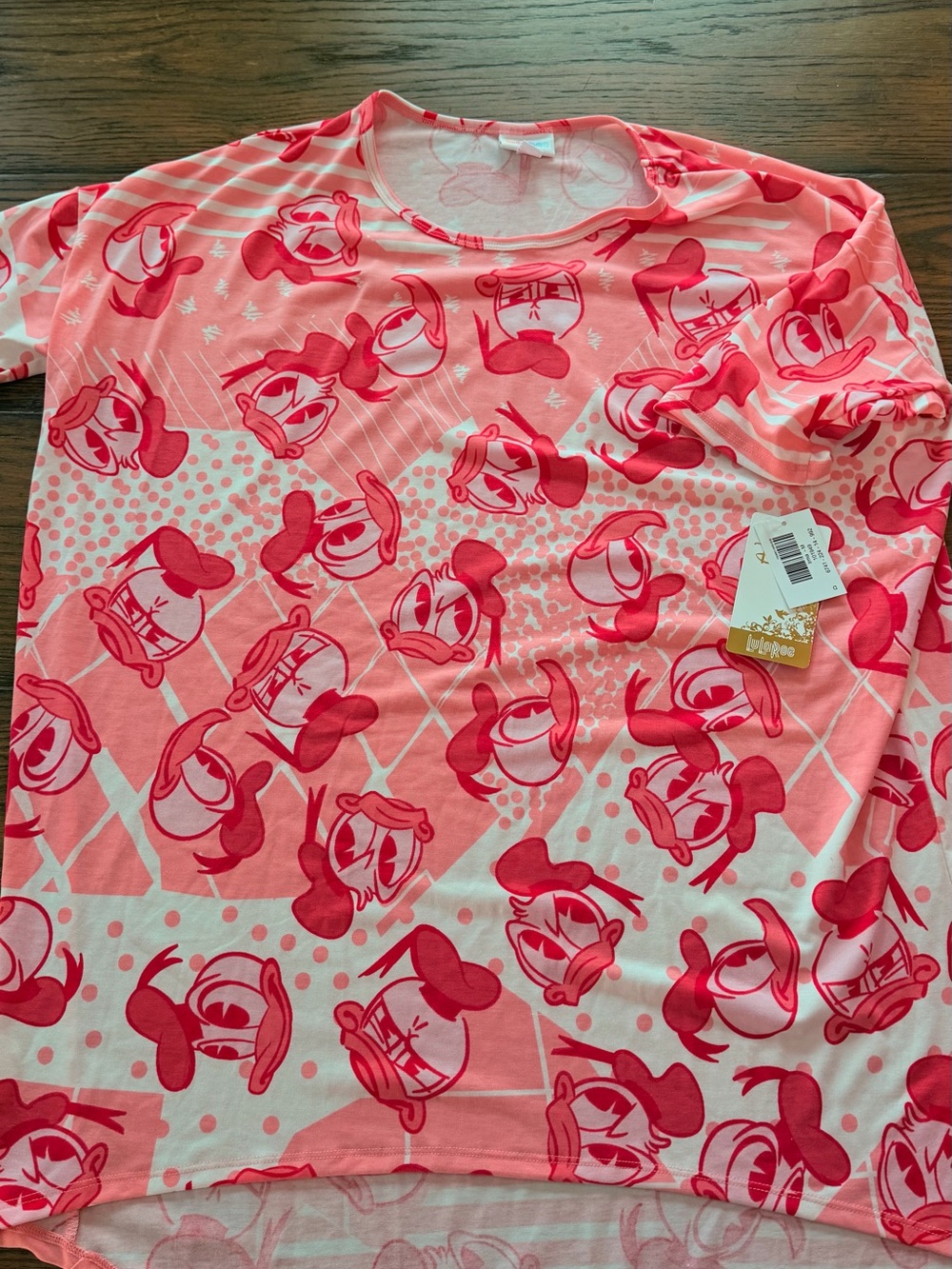 LuLaRoe Pink and Coral Disney Print Top